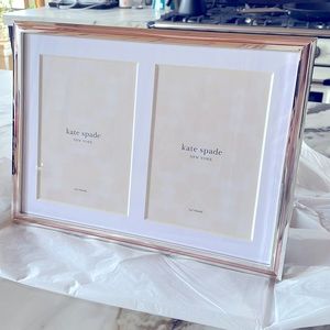 NEW/NEVER USED Kate Spade Rosy Glow double 5x7 frame, silver plate & rose gold